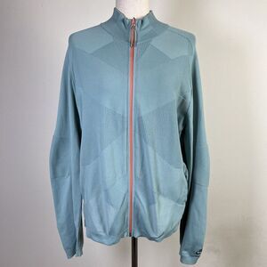 Nike Athletic Jacket Women's Large Teal Stretchy Running Geometric Full Zip